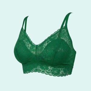 Coccabella Amore Green Lace Bralette Women's L Longline Pullover Adjustable